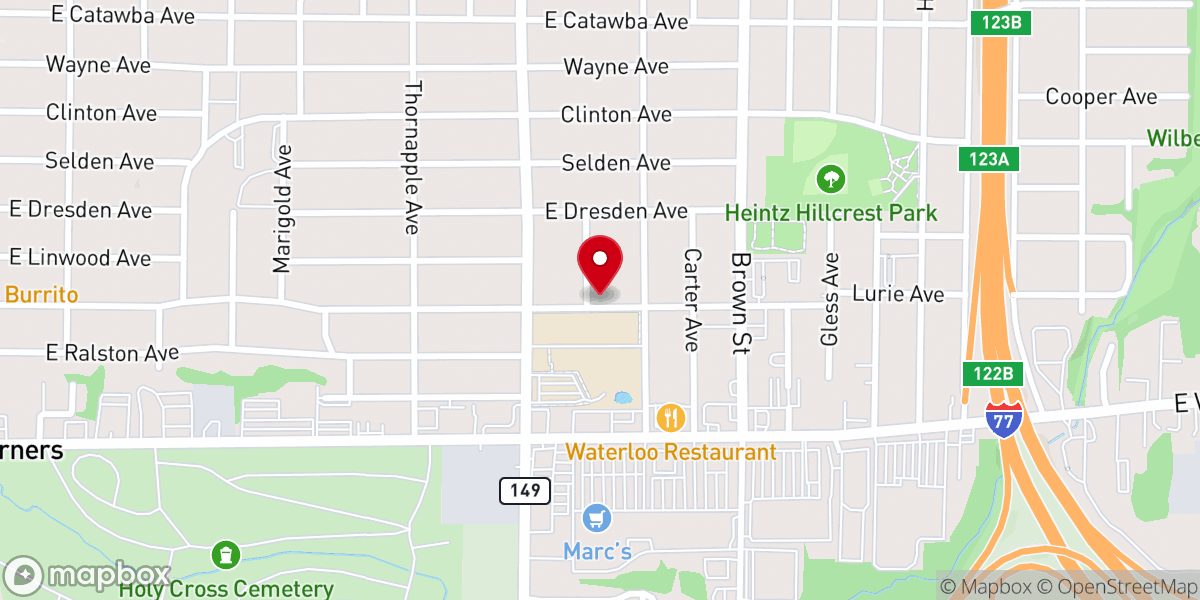 Map showing location of First Evangelical Church