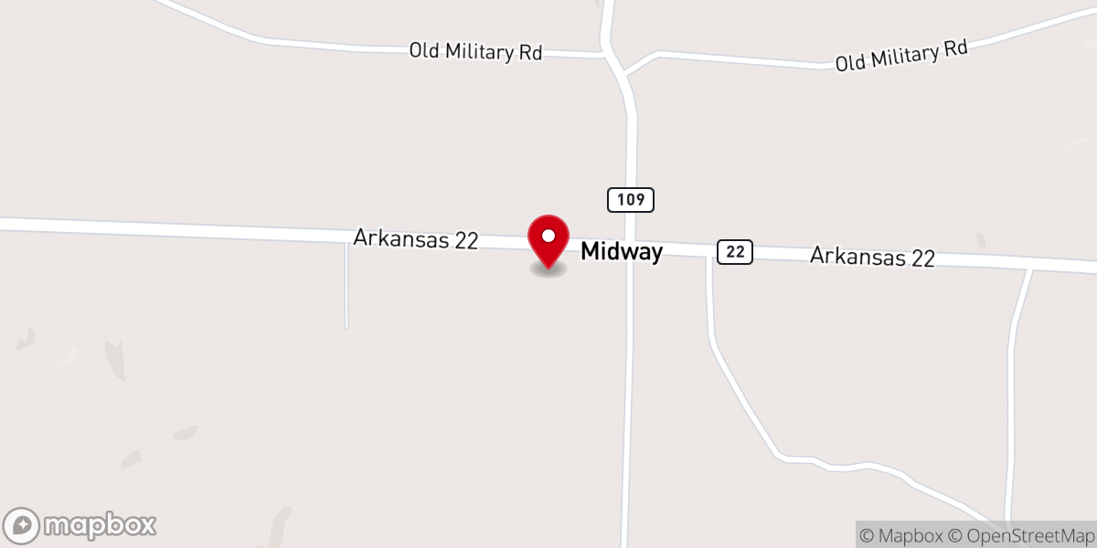 Map showing location of Midway Assembly of God Church
