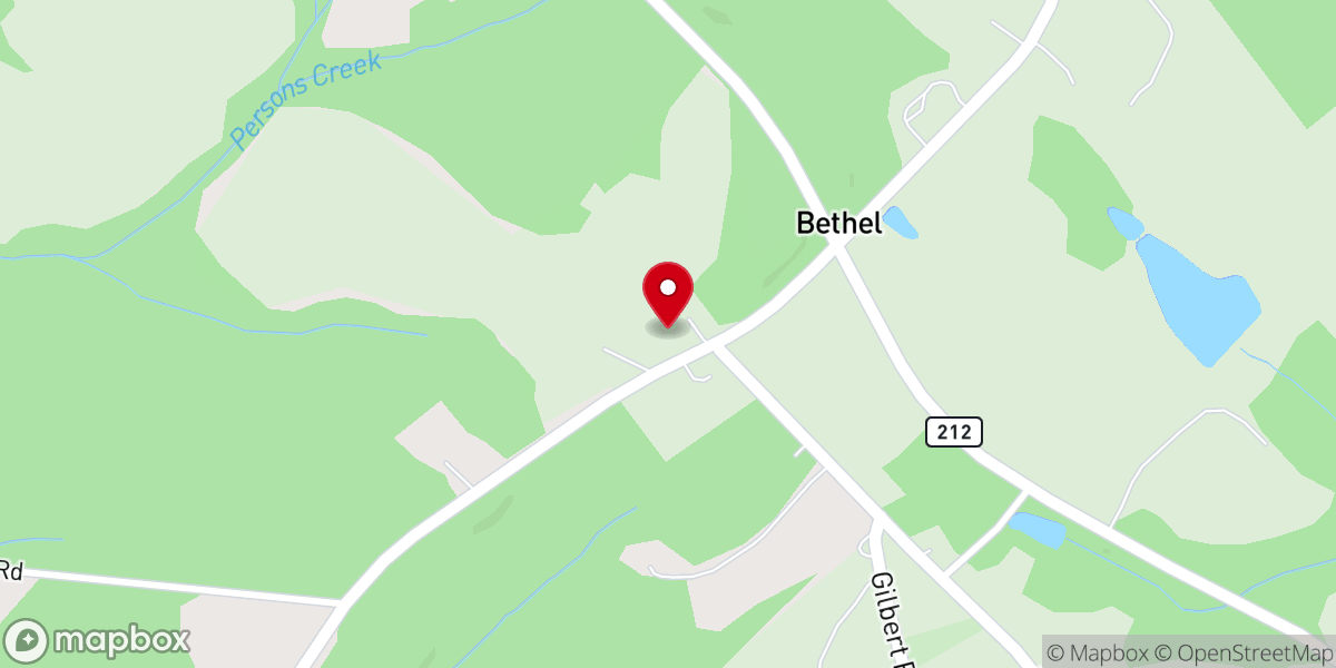 Map showing location of Bethel Baptist Church