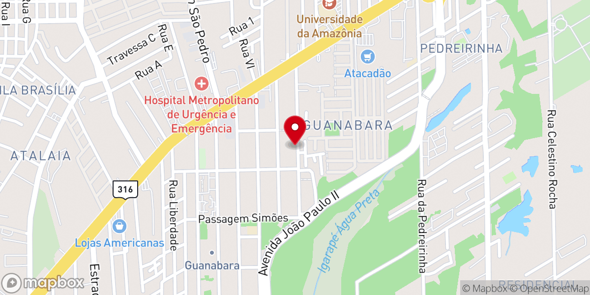 Map showing location of Igreja Batista de Guanabara