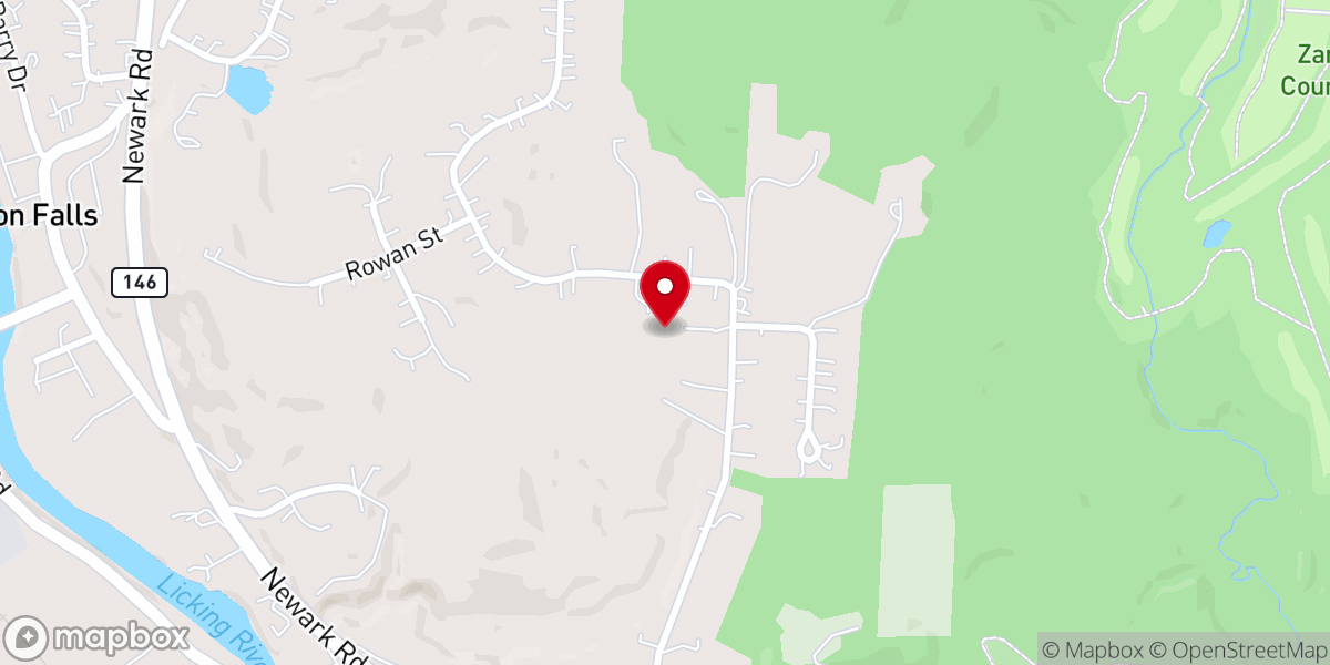 Map showing location of Zane Trace Church of Christ