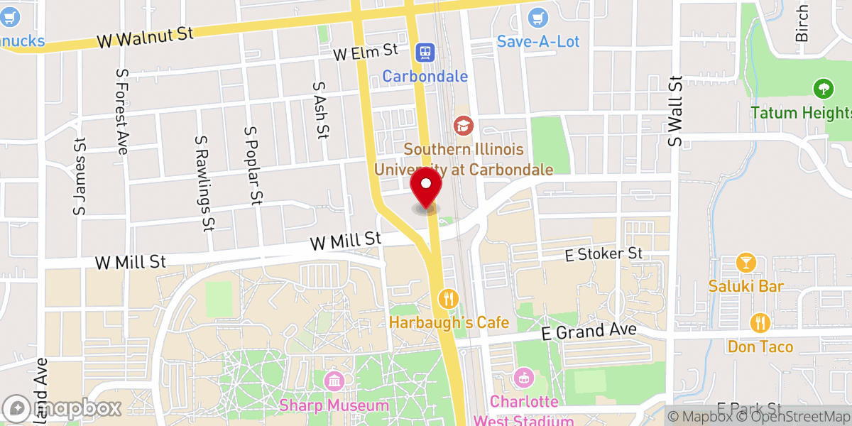 Map showing location of Storyboard at SIU (Formerly Evolve)