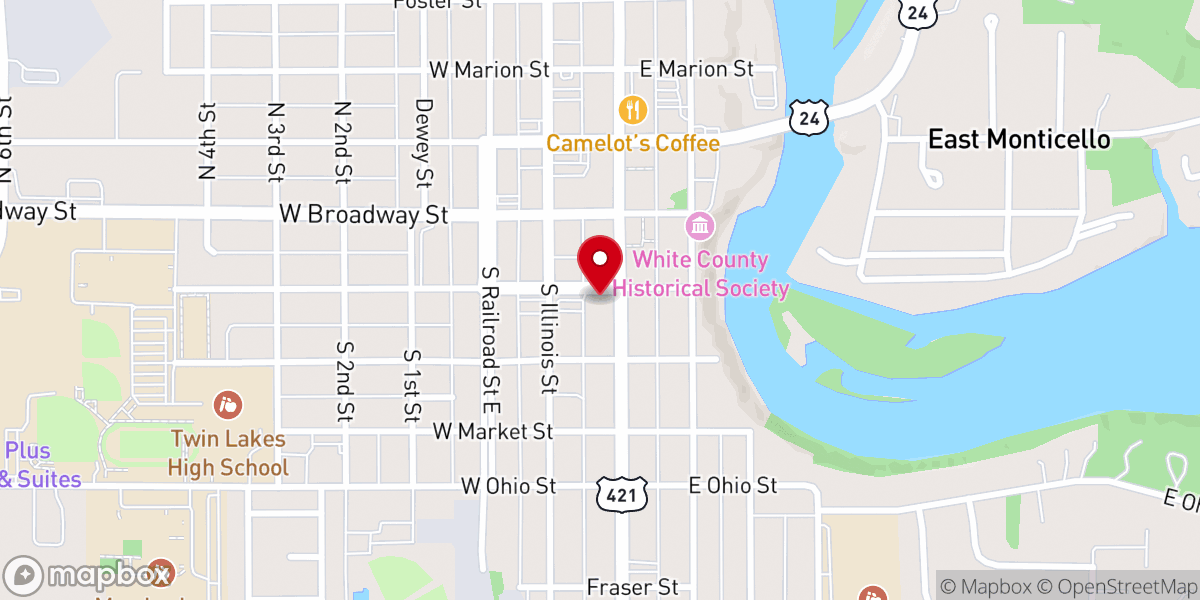 Map showing location of Monticello United Methodist Church