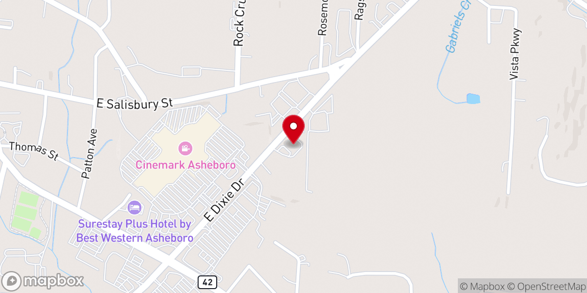 Map showing location of East Side Baptist Church