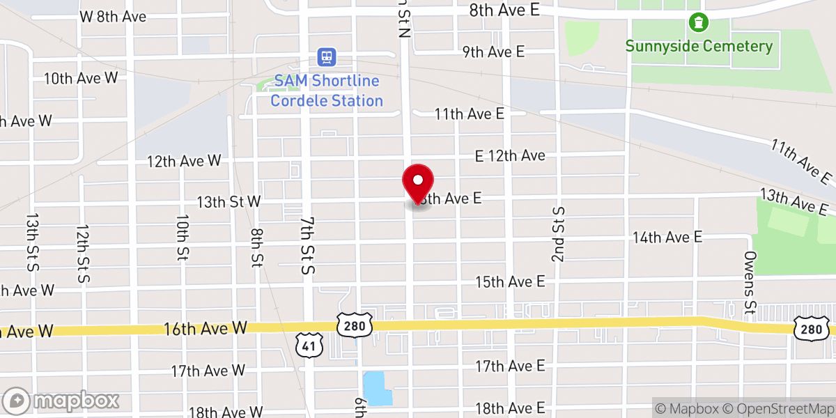 Map showing location of First Presbyterian Church of Cordele