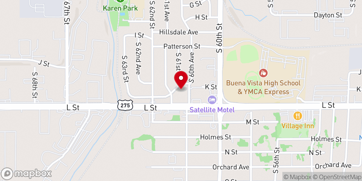 Map showing location of Karen Street Baptist Church