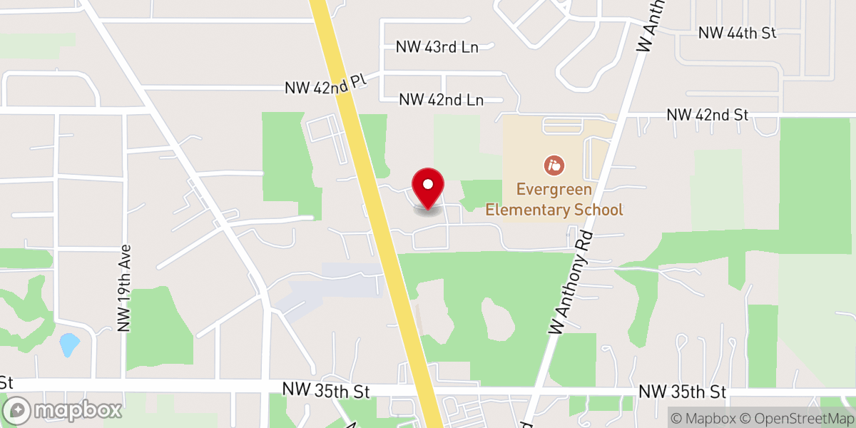 Map showing location of Living Waters Worship Center