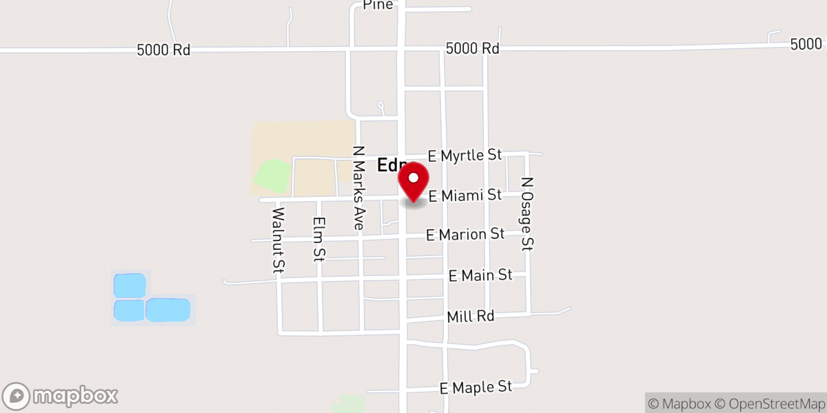 Map showing location of Edna United Methodist Church