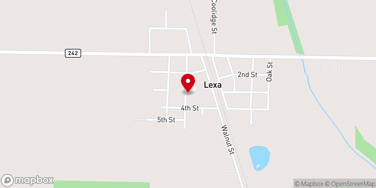 Map showing location of Lexa First Baptist Church