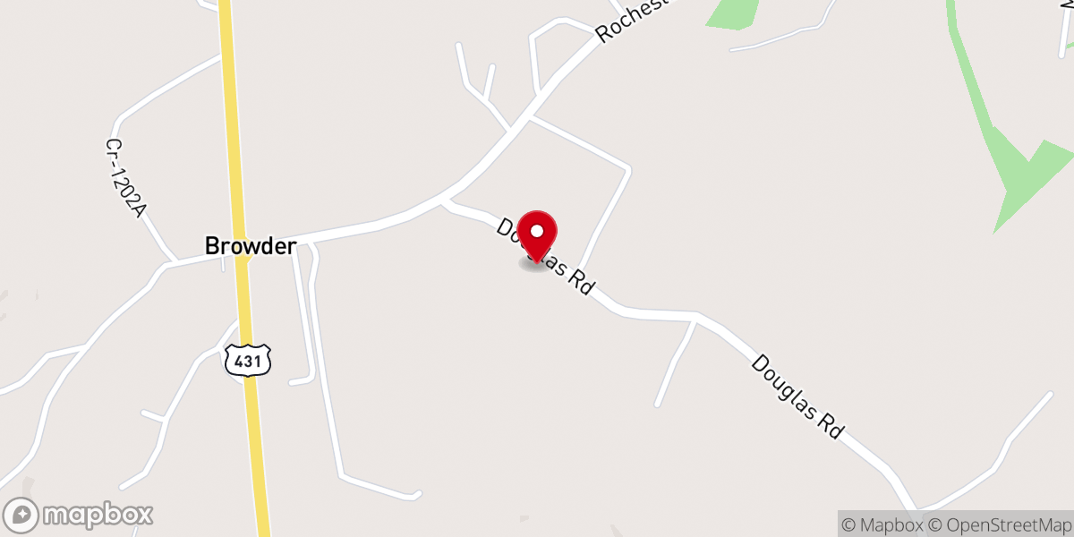 Map showing location of Browder General Baptist Church