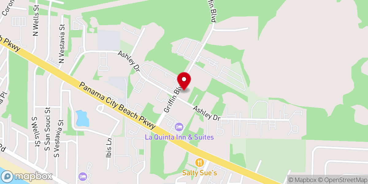 Map showing location of The Rock Church of Panama City Beach