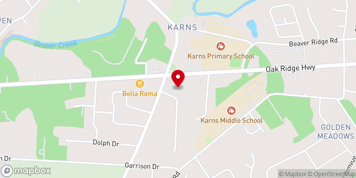 Map showing location of Beaver Ridge United Methodist Church