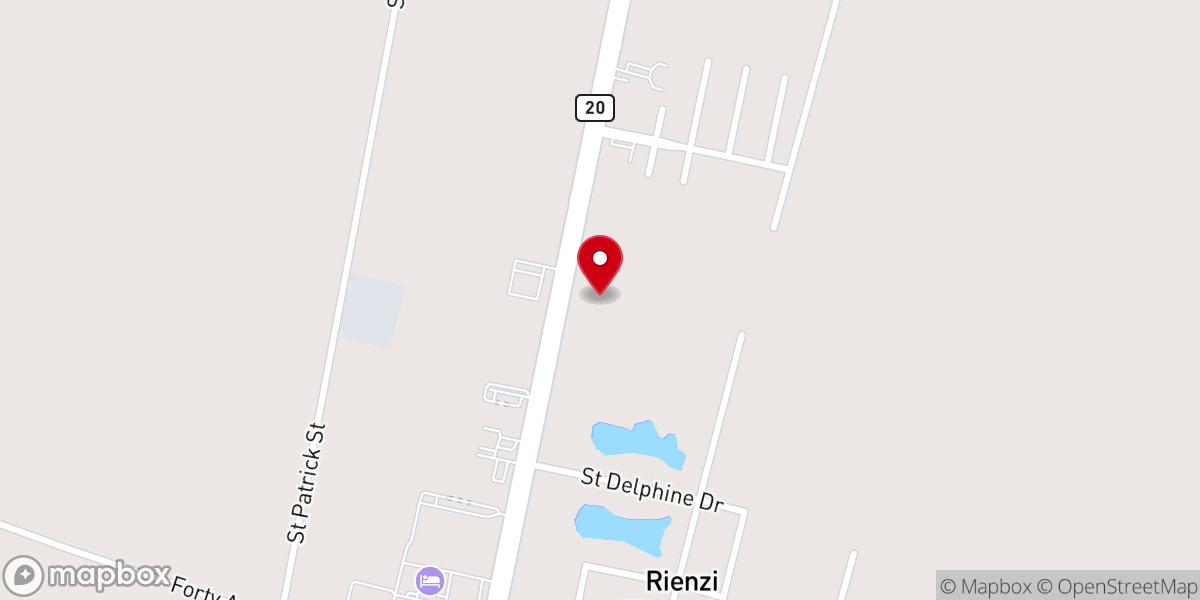 Map showing location of Thibodaux Family Church