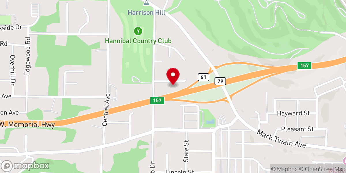 Map showing location of Hannibal First Assembly of God