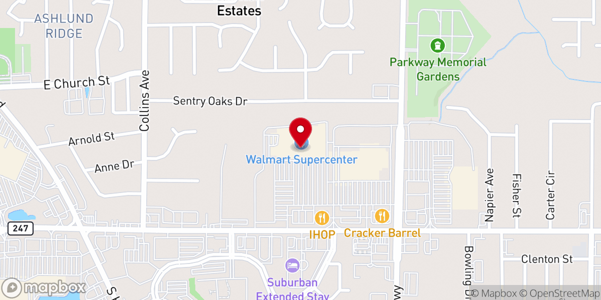 Map showing location of Warner Robins Place