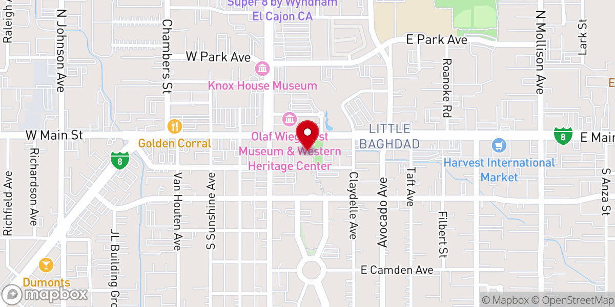 Map showing location of First Baptist Church-El Cajon