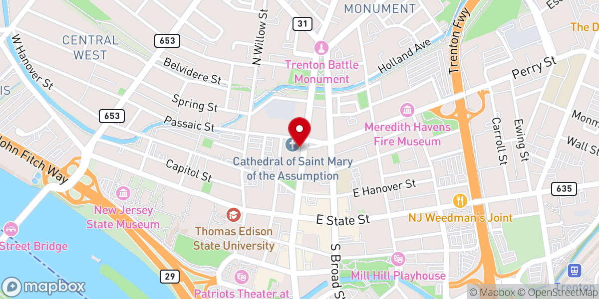 Map showing location of Cathedral of St. Mary of the Assumption