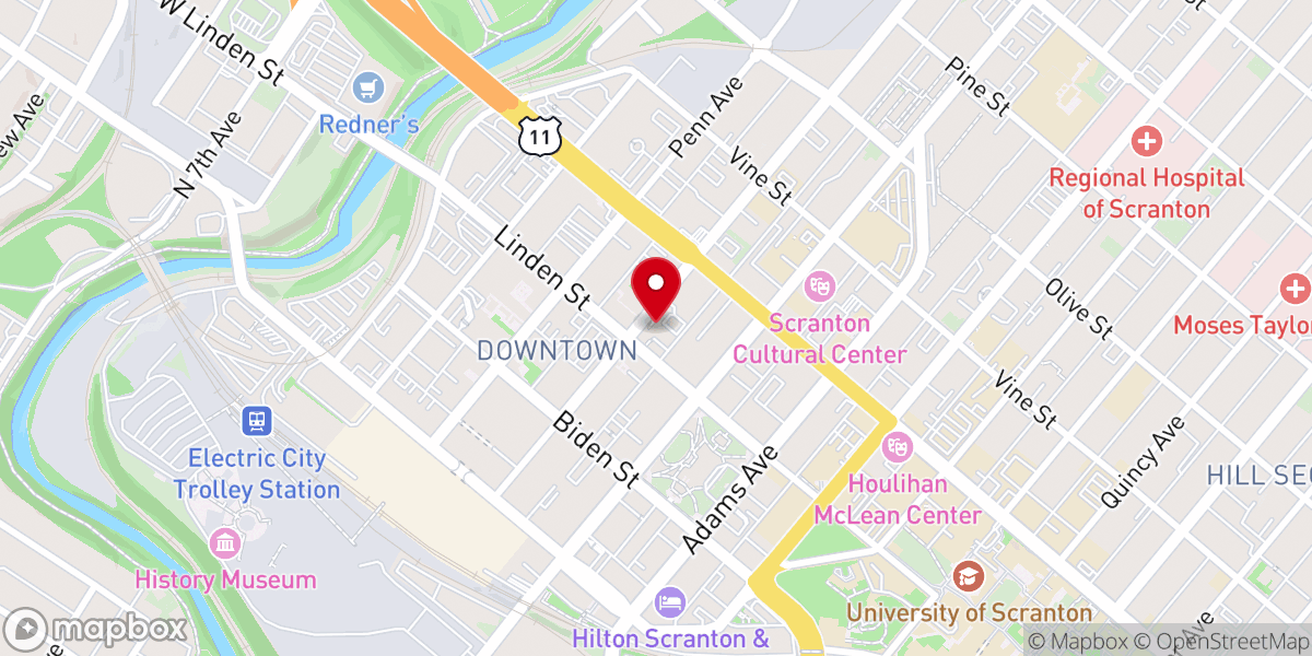 Map showing location of Diocese of Scranton Chancery Building