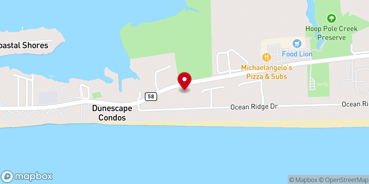 Map showing location of Bogue Banks Baptist Church