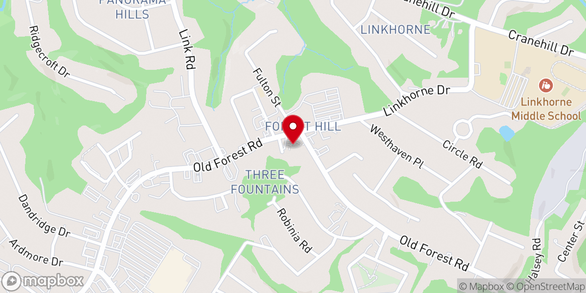 Map showing location of Forest Road United Methodist Church