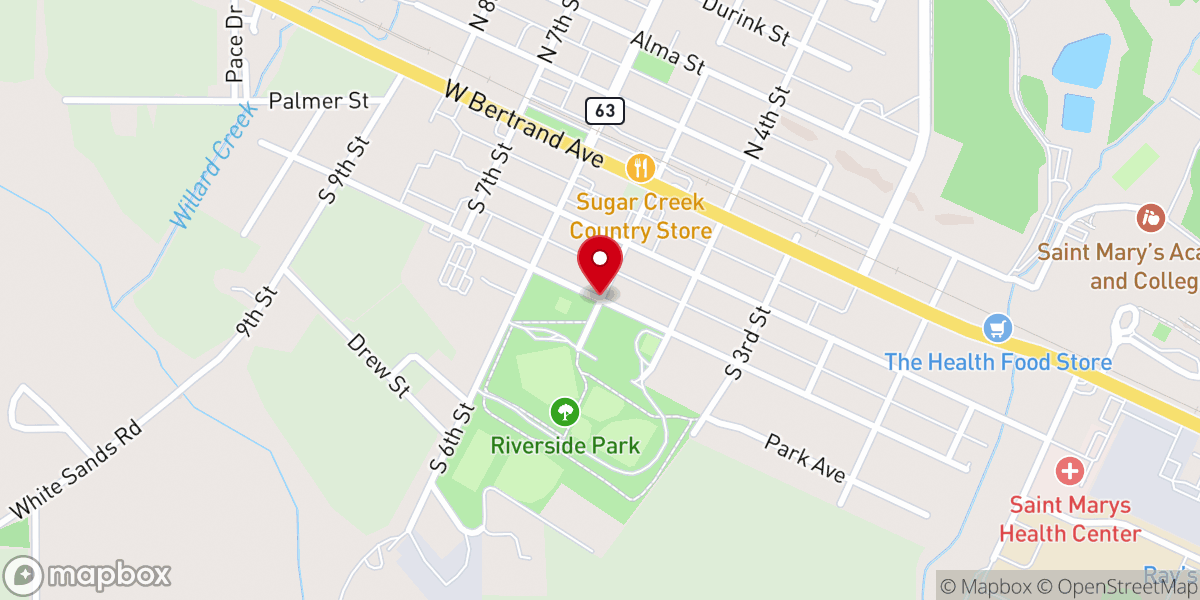 Map showing location of St. Marys Riverside Park