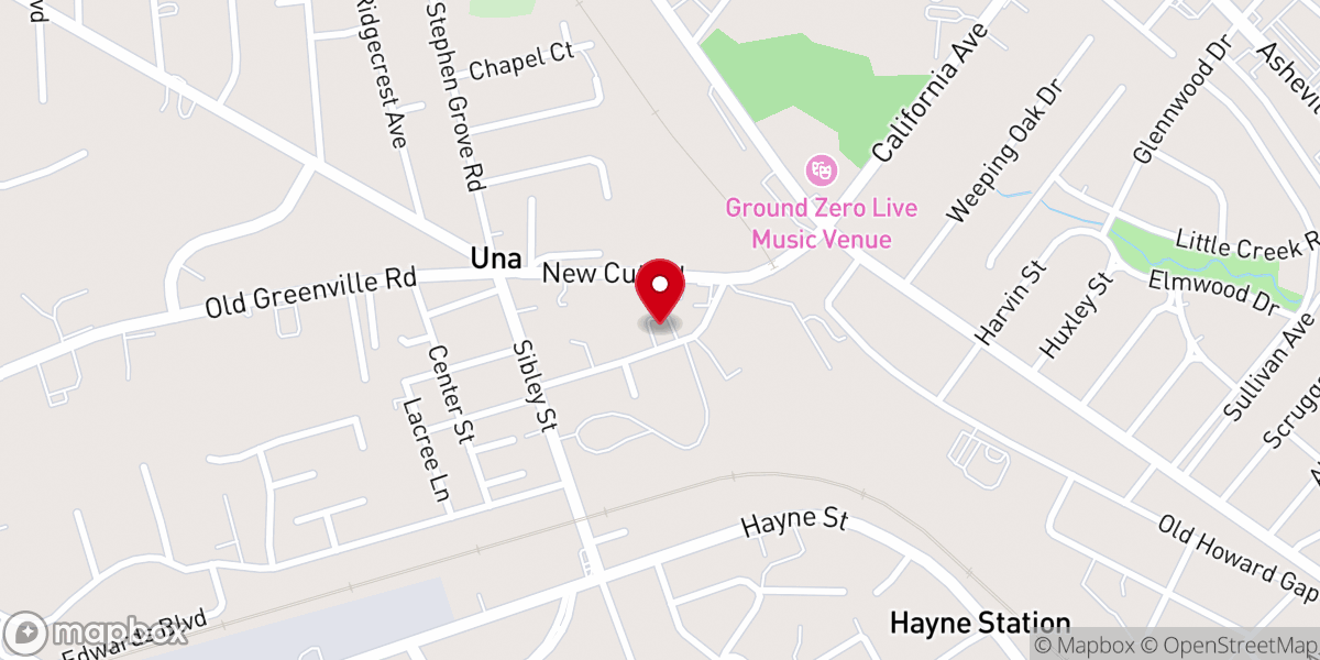 Map showing location of Una Freewill Baptist Church