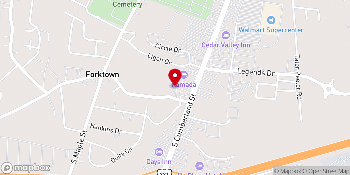 Map showing location of Christian Life Chapel
