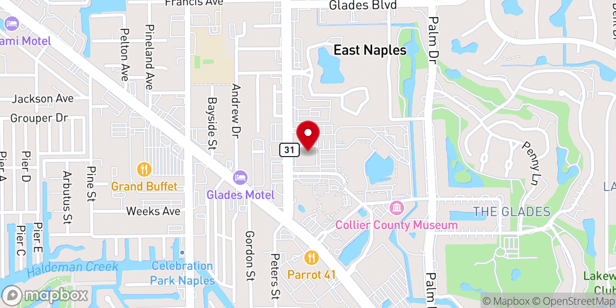 Map showing location of East Naples United Methodist Church
