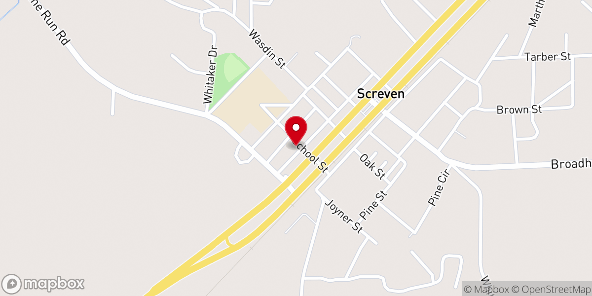 Map showing location of Screven Methodist Church
