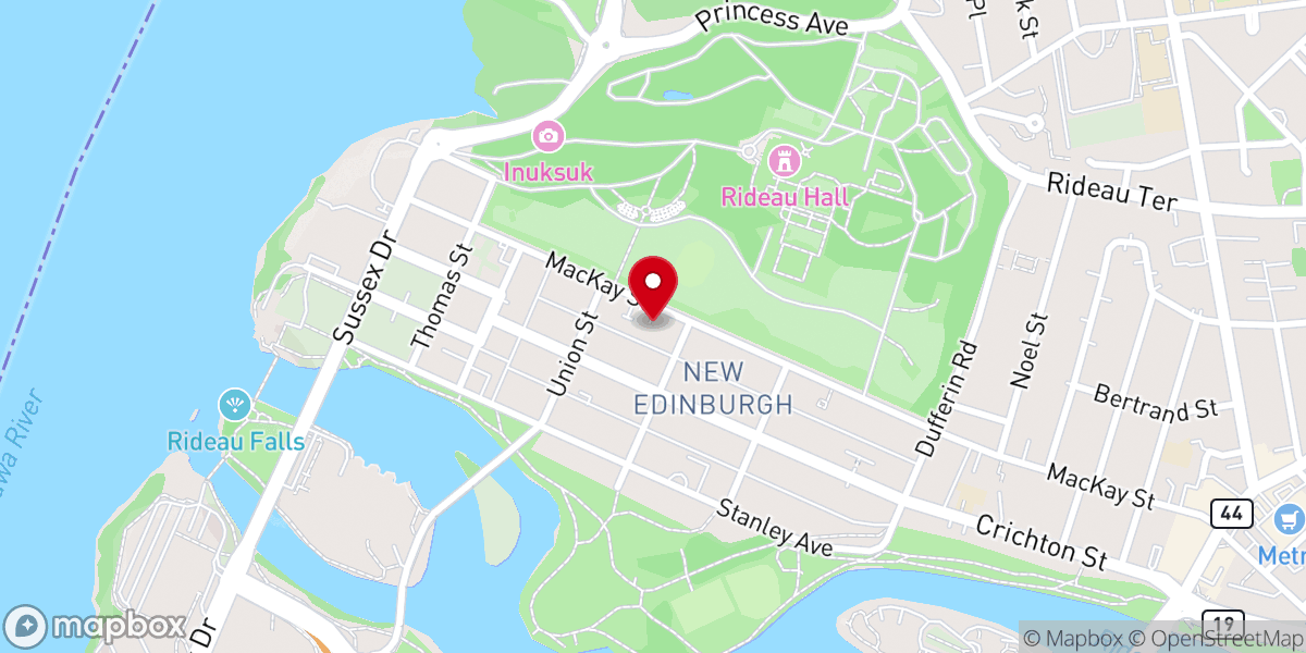 Map showing location of St. Bartholomew's Anglican Church