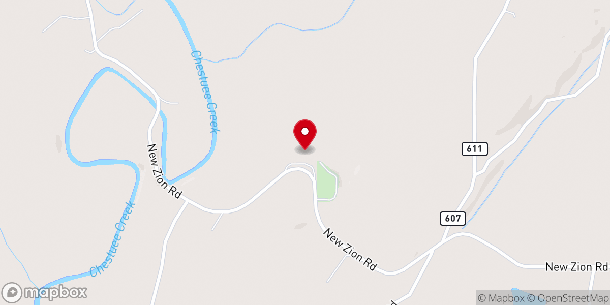 Map showing location of New Zion Baptist Church
