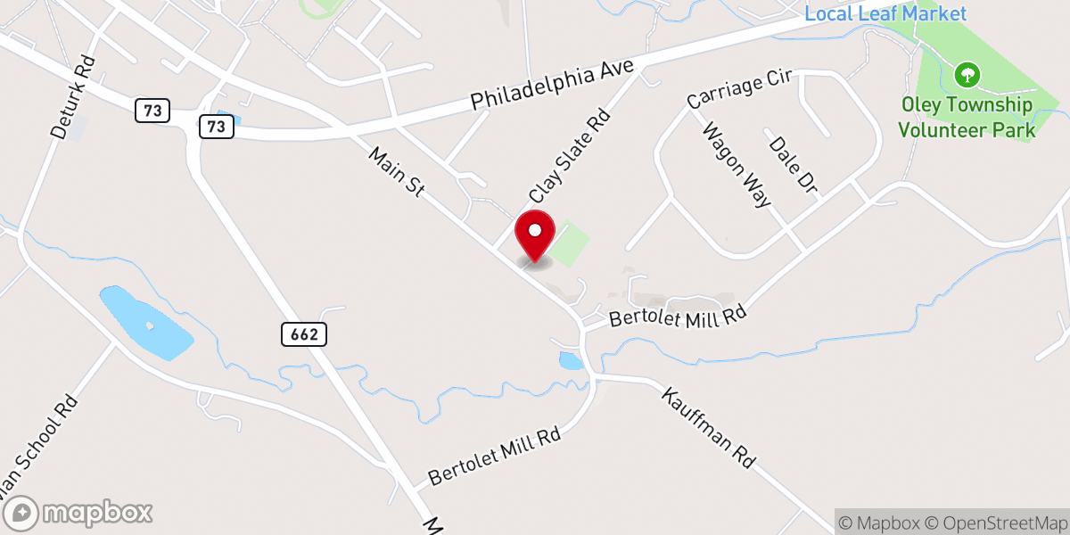Map showing location of Oley Grace Church