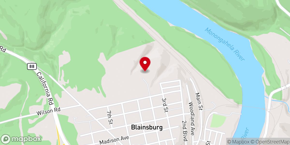 Map showing location of Blainesburg Bible Church