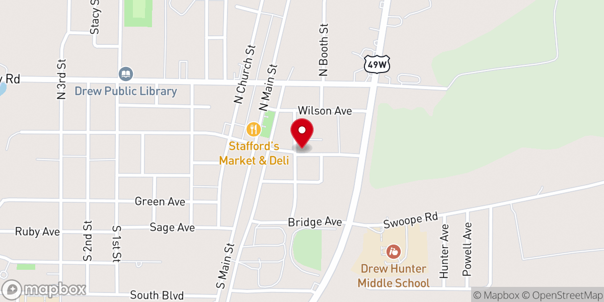 Map showing location of Beasley United Methodist Church