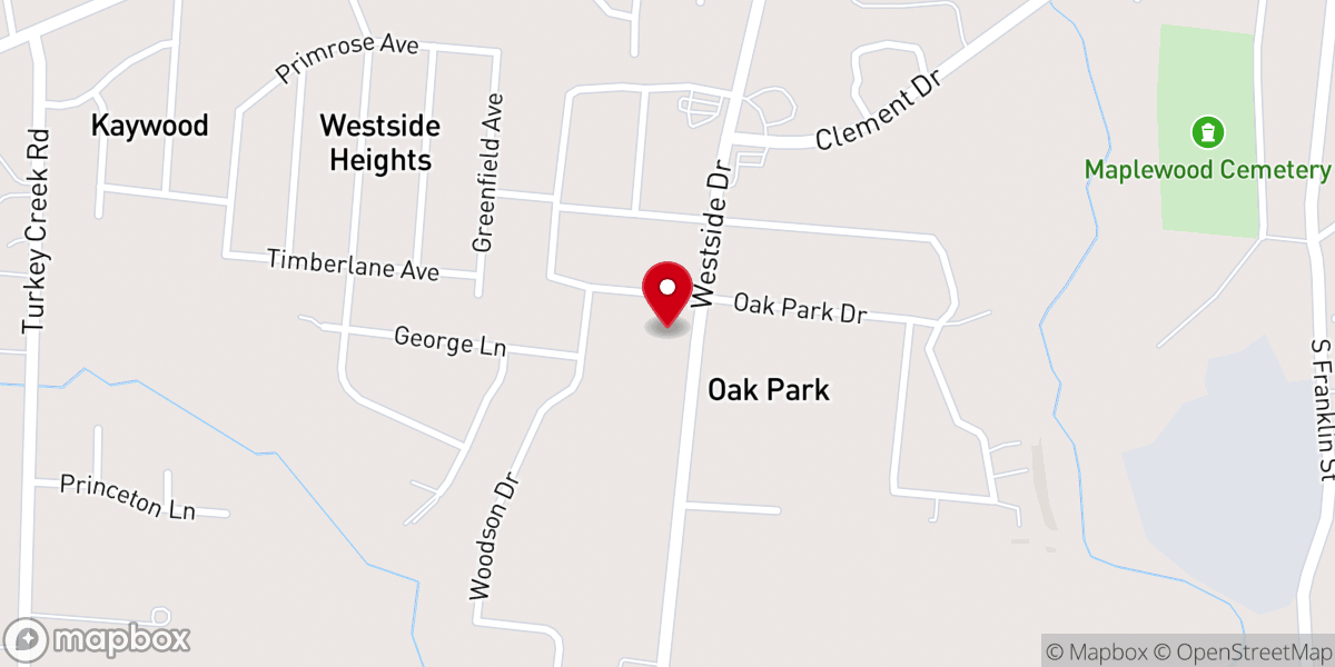 Map showing location of MT Zion Baptist Church Tullahoma Tennesee