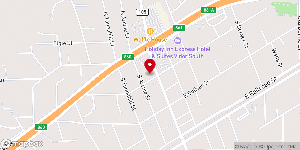 Map showing location of Vidor Global Methodist Church