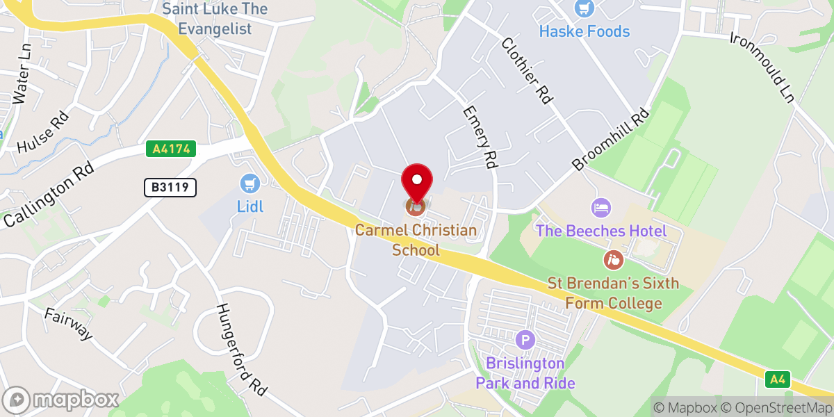 Map showing location of Carmel Church Bristol