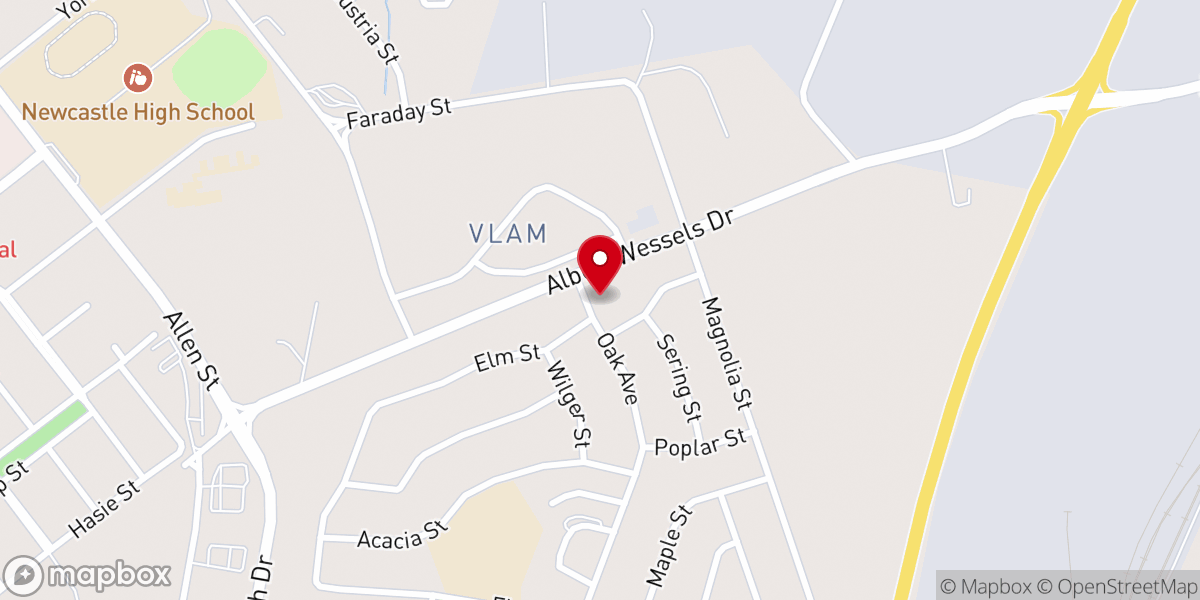 Map showing location of Gereformeerde Kerk Newcastle