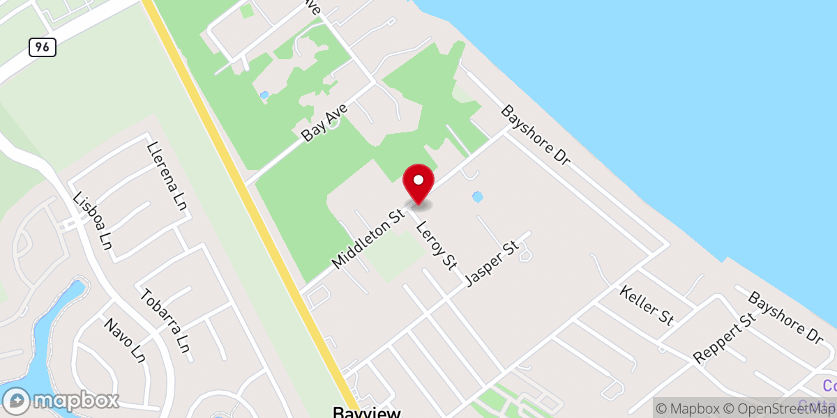 Map showing location of Bayview Christian Center