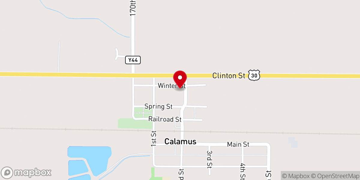 Map showing location of Calamus Lutheran Parish
