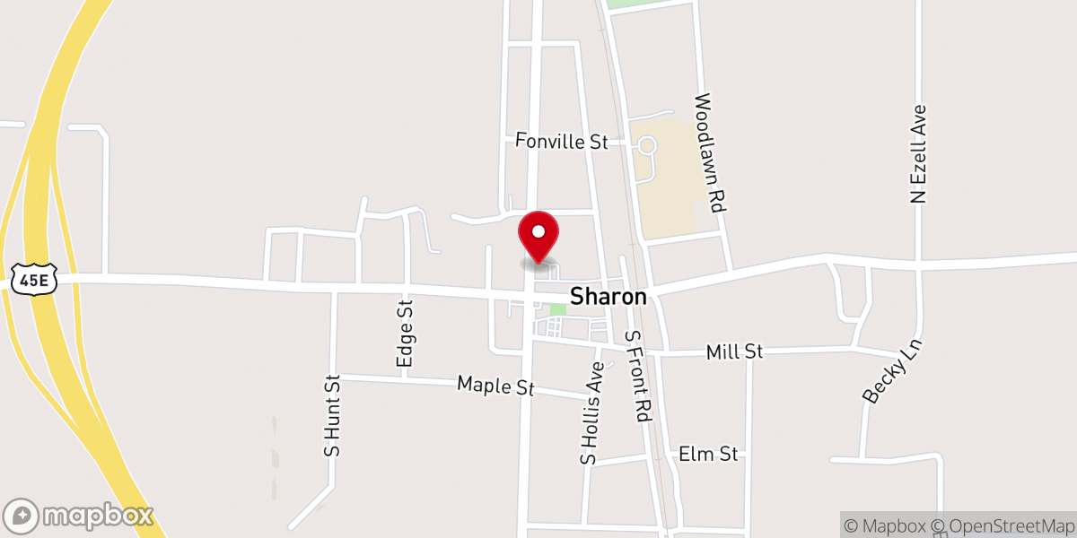 Map showing location of Sharon Cumberland Presbyterian Church