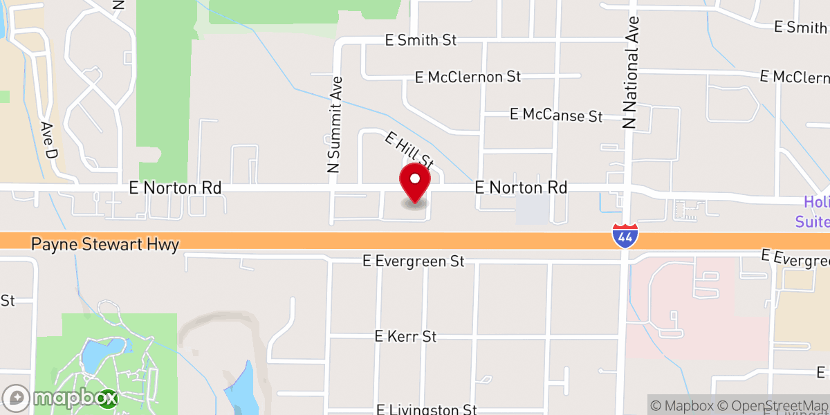 Map showing location of Hillcrest Presbyterian Church
