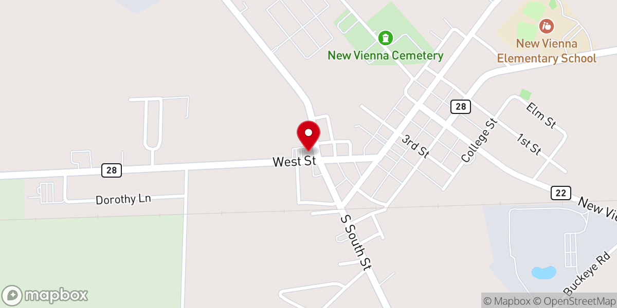 Map showing location of New Vienna Church of Christ