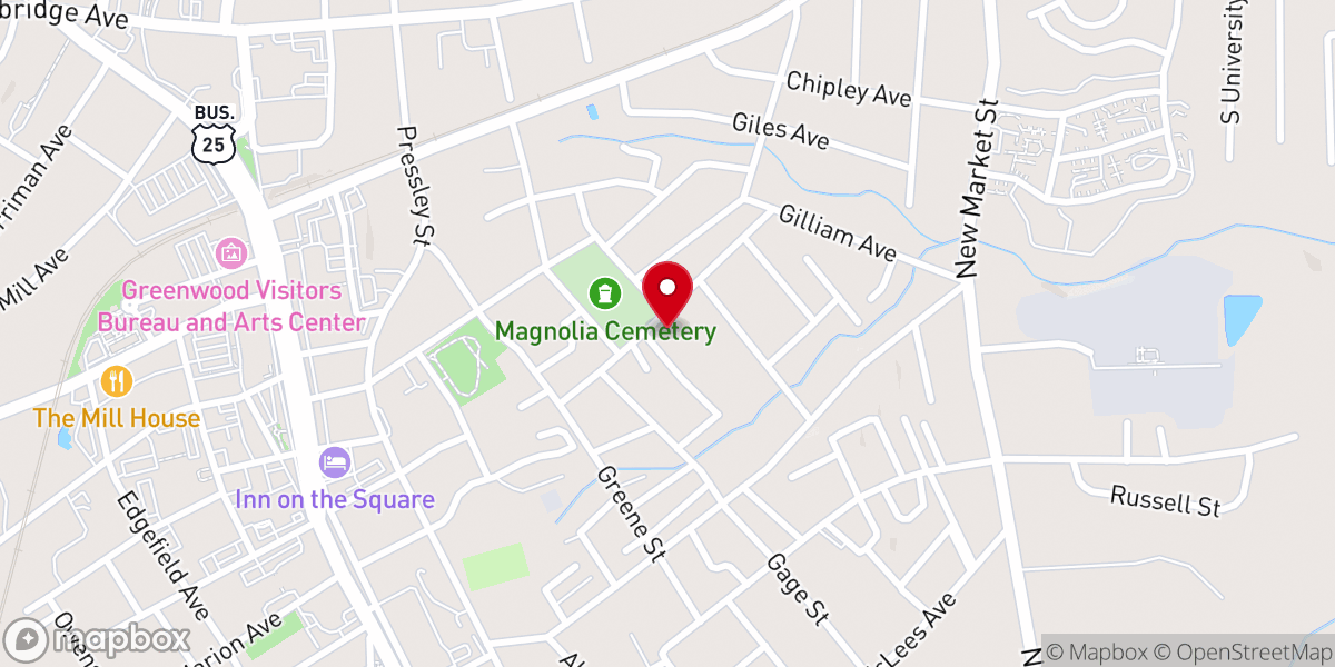 Map showing location of Tabernacle Baptist Church