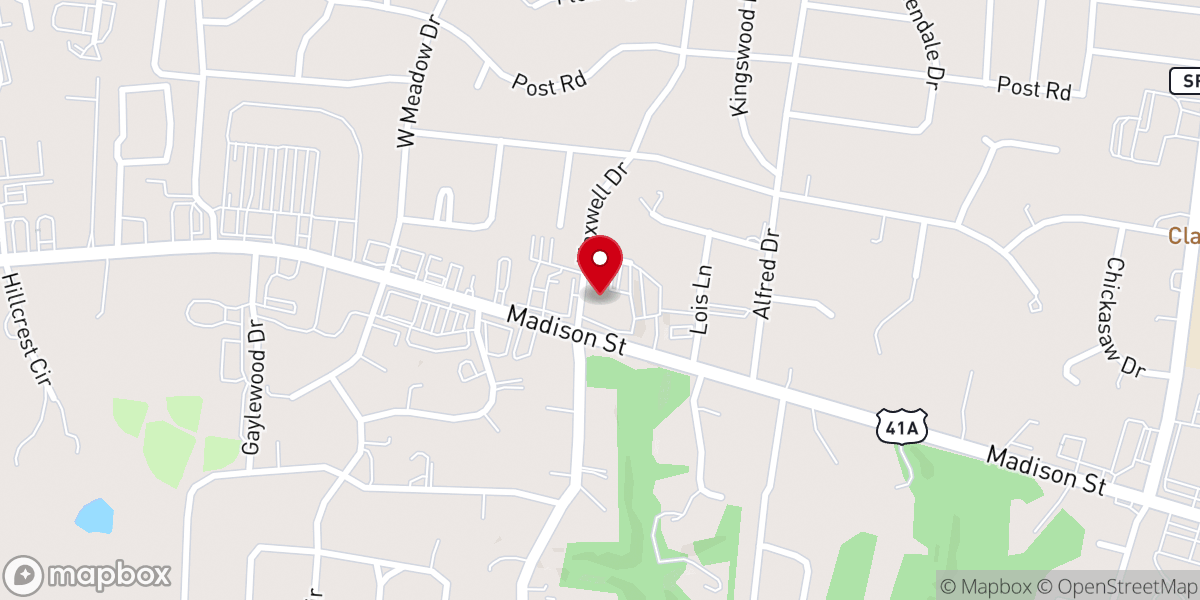 Map showing location of Hilldale Baptist Church