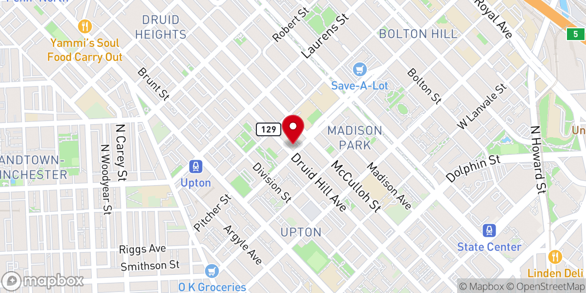Map showing location of Trinity Baptist Church