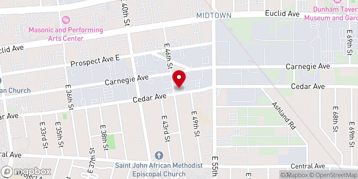 Map showing location of Christian Methodist Episcopal Church