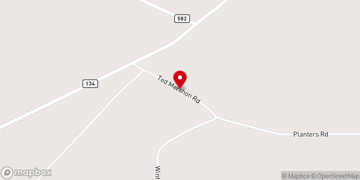 Map showing location of Sweet Canner Baptist Church
