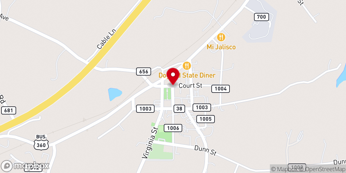 Map showing location of Amelia Court House