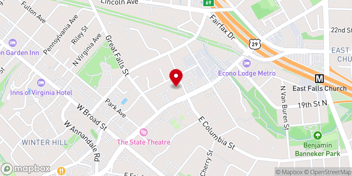 Map showing location of Columbia Church
